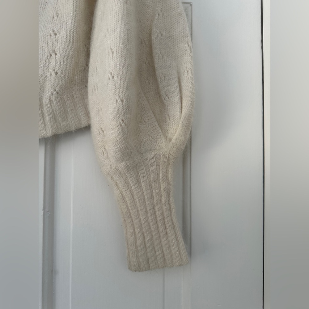 LoveShackFancy Hayden Ruffle Cream Coquette Girl Cardigan Sweater Size XS - Picture 3 of 7